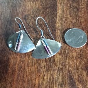 Handmade hammered silver earrings